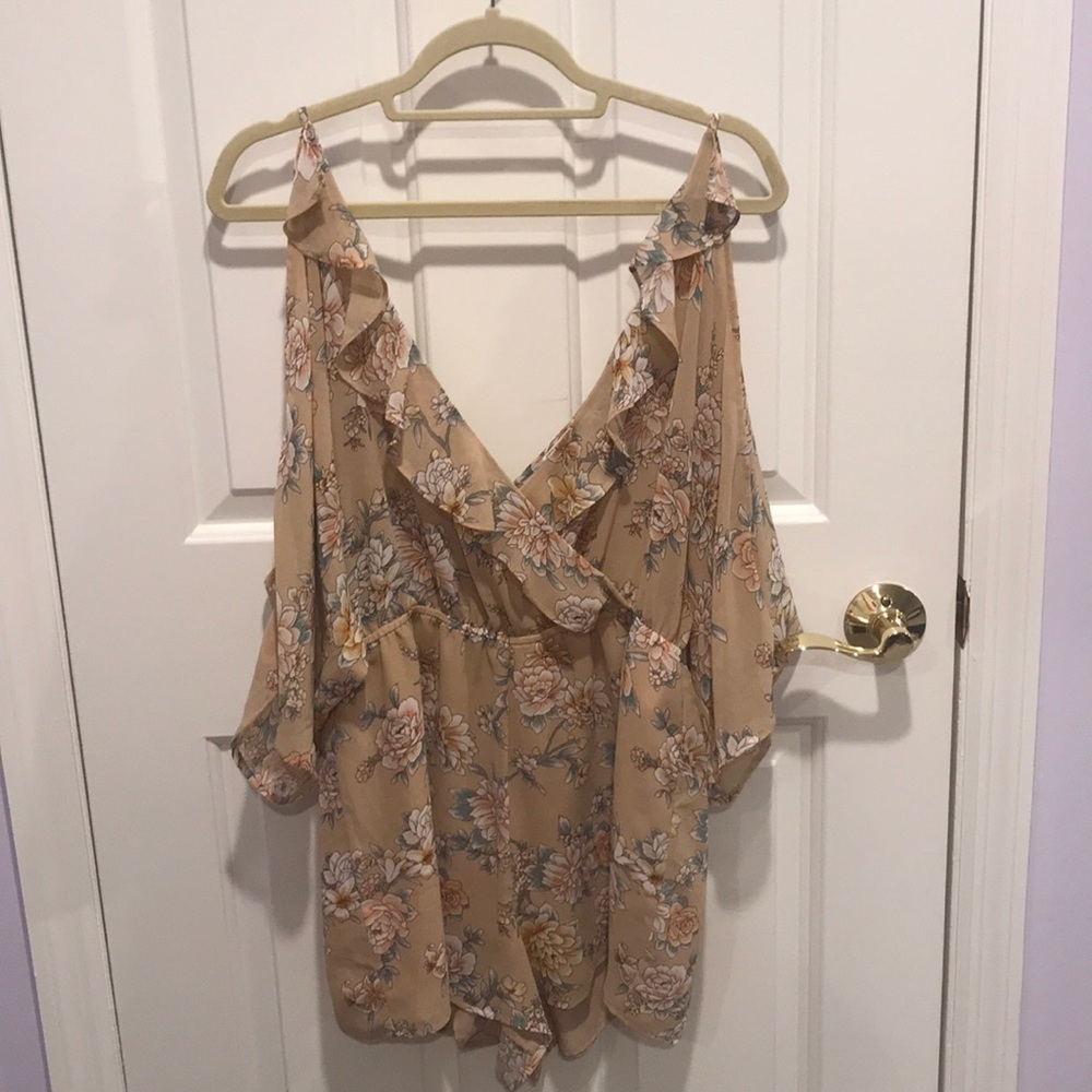 Beige floral romper